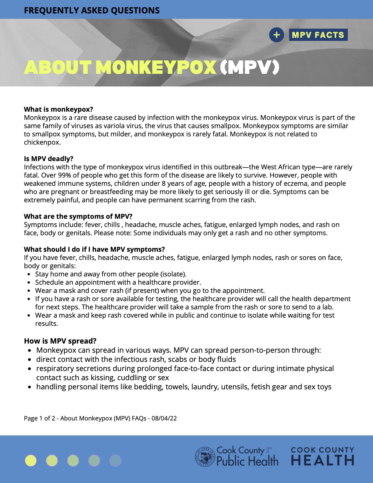 About Monkeypox (MPV) FAQs