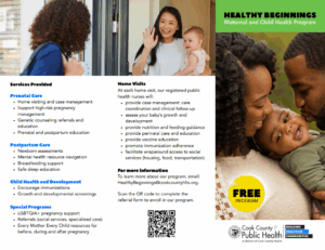 a tri-fold brochure about the healthy beginnings program