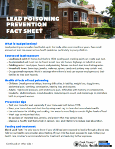 image of lead poisoning prevention fact sheet