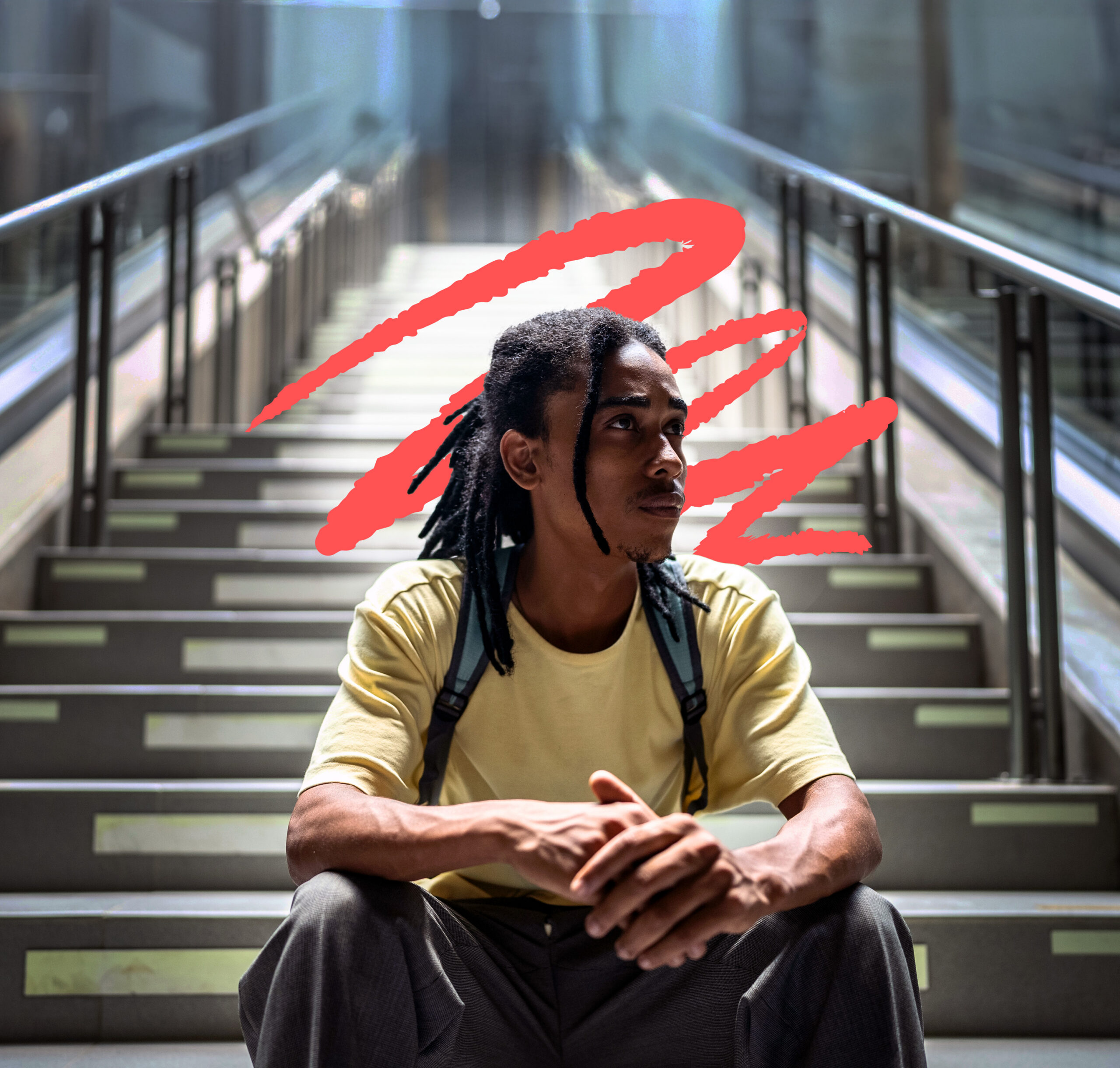 man sitting on steps