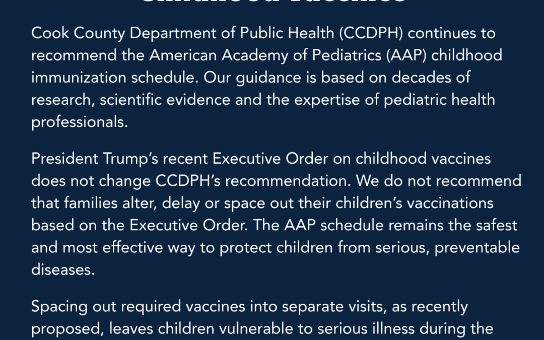 CCDPH Statement on Spacing Out Childhood Vaccines